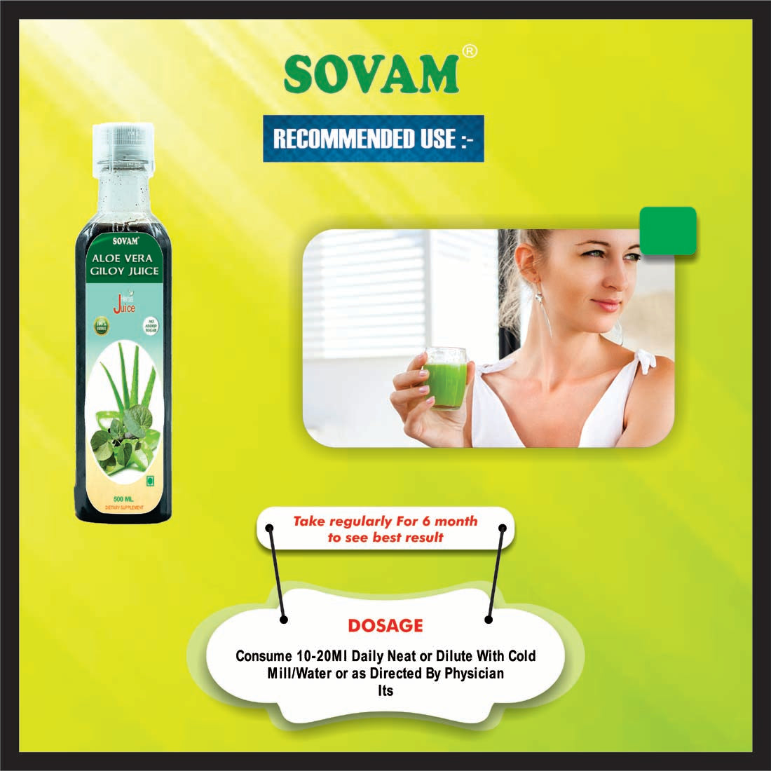 Sovam Aloe Vera Giloy Juice 500 Ml