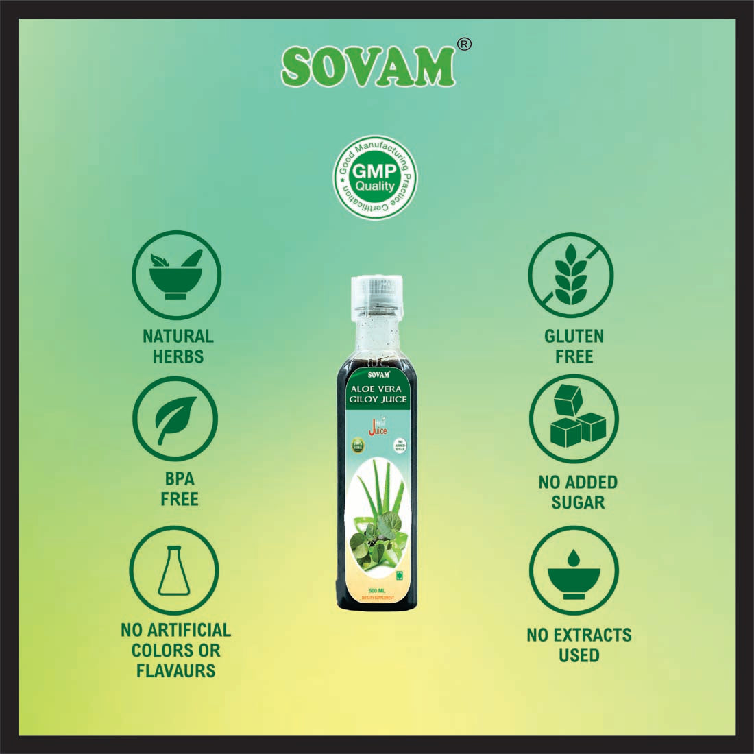 Sovam Aloe Vera Giloy Juice 500 Ml