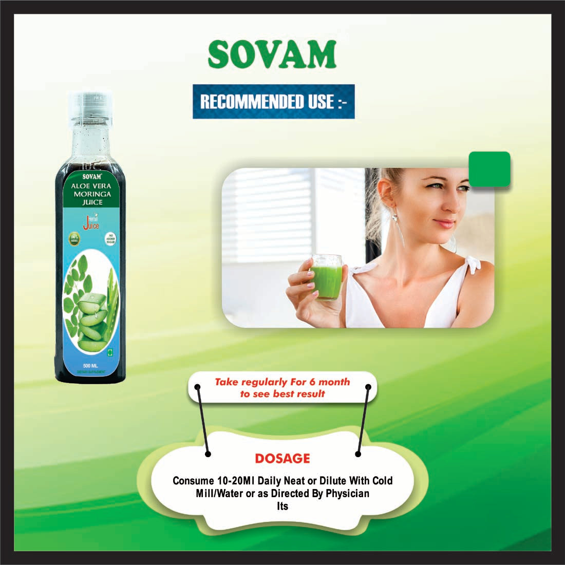 Sovam Aloe Vera Moringa Juice 500 Ml