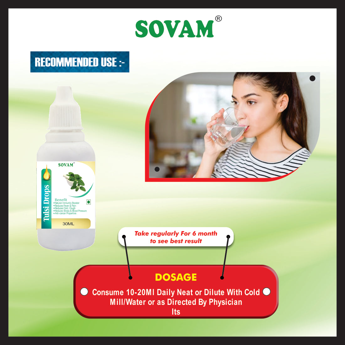 Sovam Tulsi Drops Pure Herbs Used 30Ml