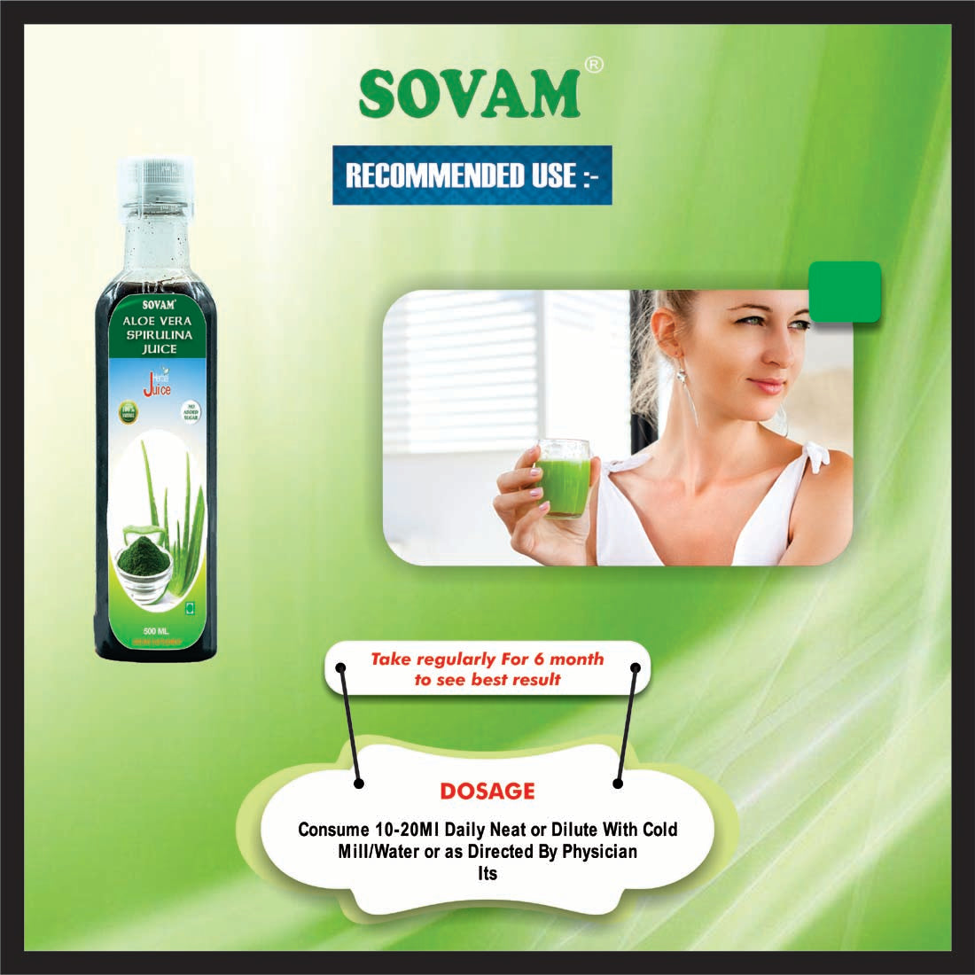 Sovam Aloe Vera Spirulina Juice 500 Ml