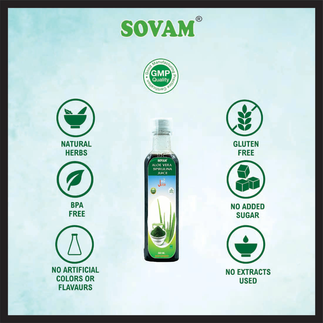 Sovam Aloe Vera Spirulina Juice 500 Ml