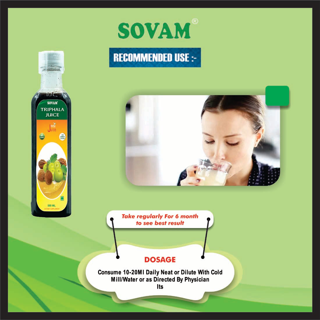 Triphala Juice - Digestion Care And Health Drink - 1000 ml - SOVAM AYURVEDA