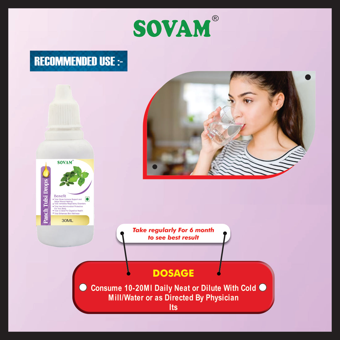 Sovam Pure Herbs Used Panch Tulsi Drops 30 Ml