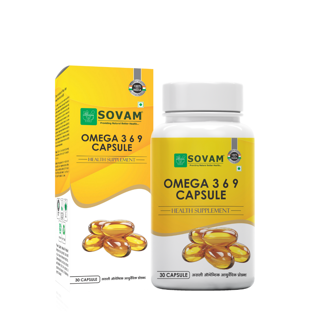 Omega 369 Soft Gel 30 Capsule Fish Oil  capsule | Sovam Ayurveda