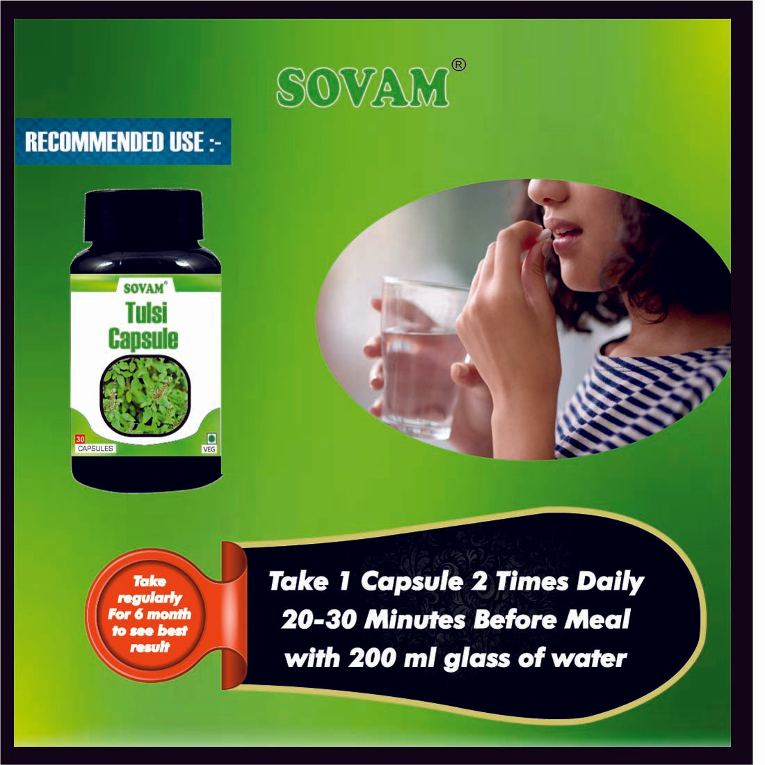 Sovam Organic Tulsi 30 Capsules