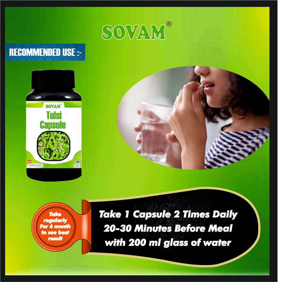 Sovam Organic Tulsi 60 Capsules