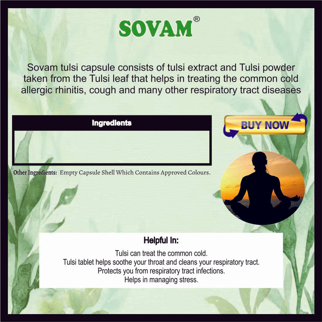 Sovam Organic Tulsi 30 Capsules