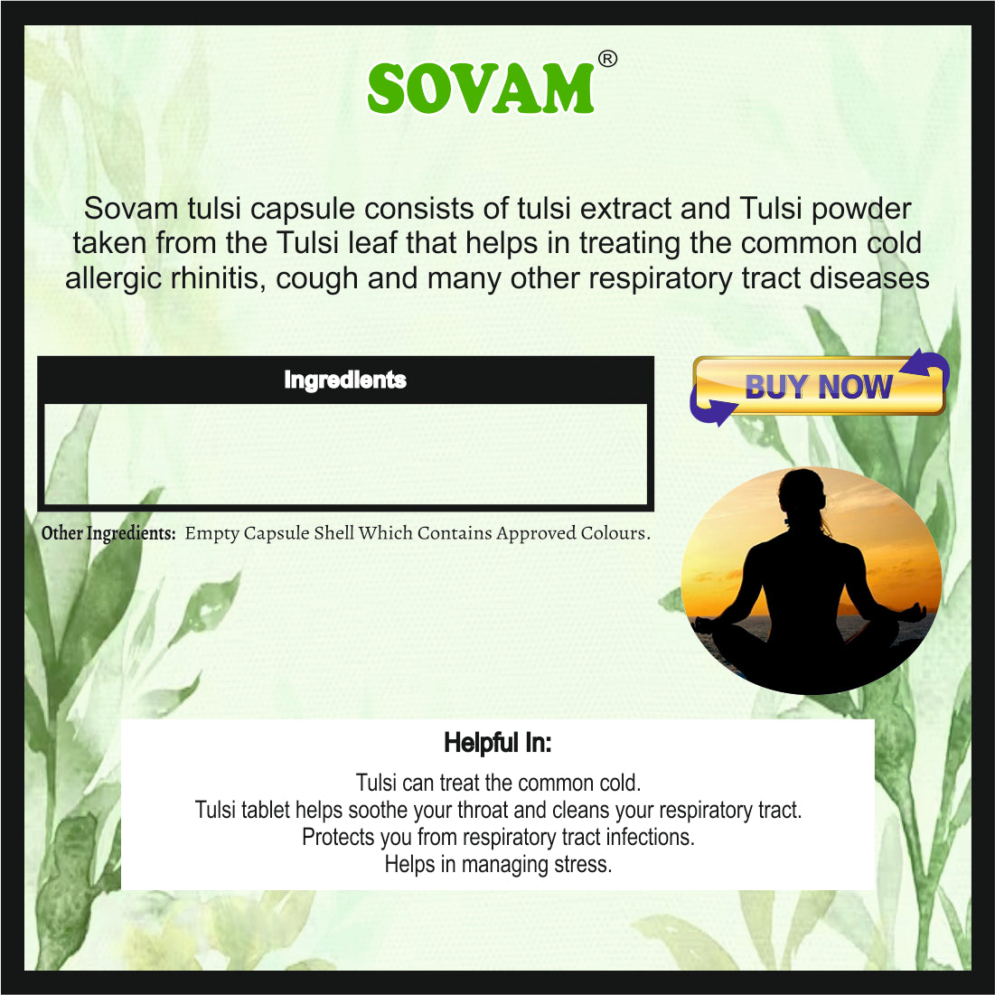 Sovam Organic Tulsi 60 Capsules