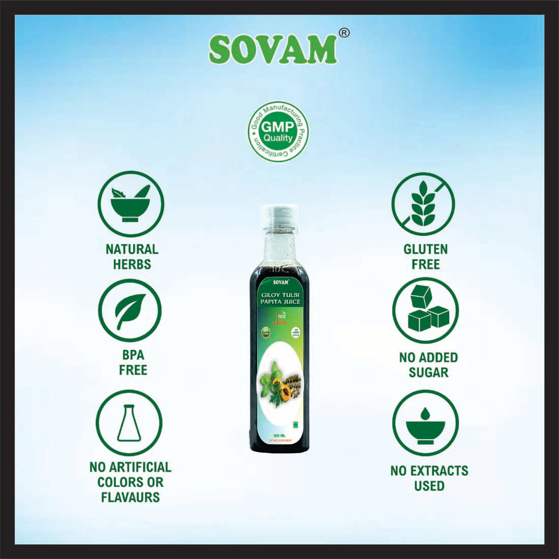 Sovam Giloy Papita Tulsi Juice 500ml