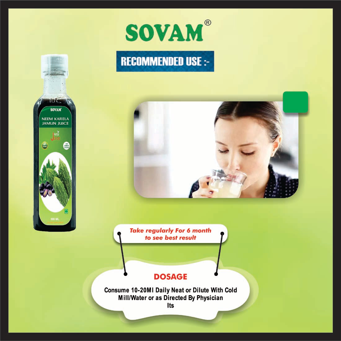 Neem Karela Jamun Juice 500ml - SOVAM AYURVEDA