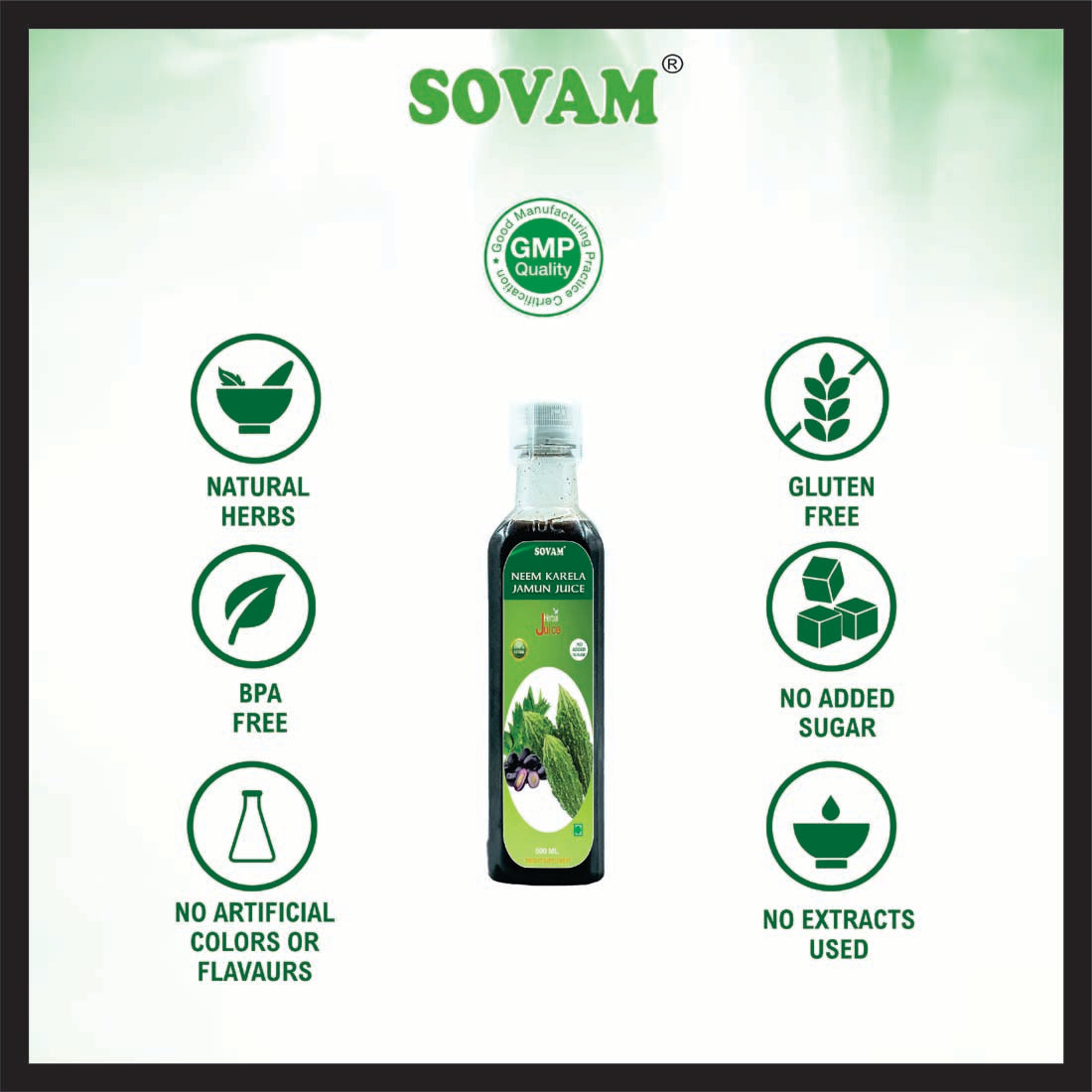 Neem Karela Jamun Juice 500ml - SOVAM AYURVEDA