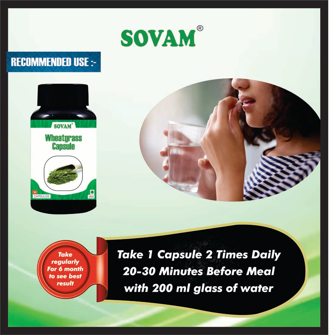 Sovam Organic Wheatgrass 30 Capsules