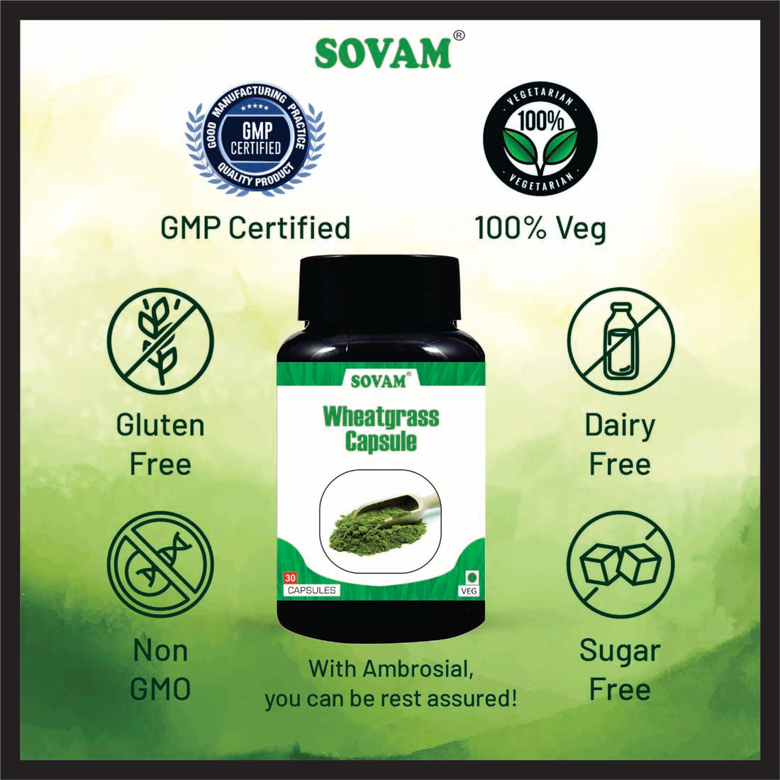 Sovam Organic Wheatgrass 30 Capsules