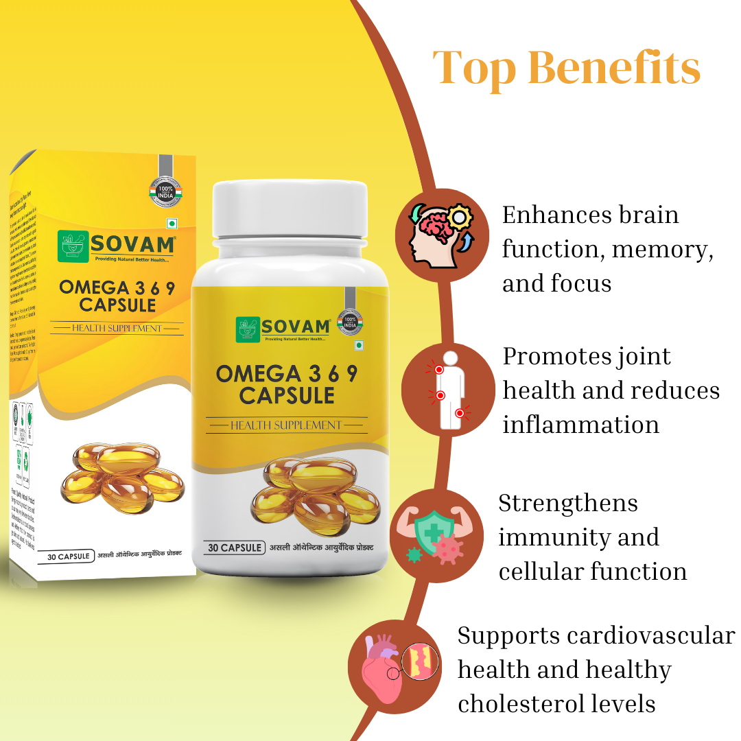 Omega 369 Soft Gel 30 Capsule Fish Oil  capsule | Sovam Ayurveda