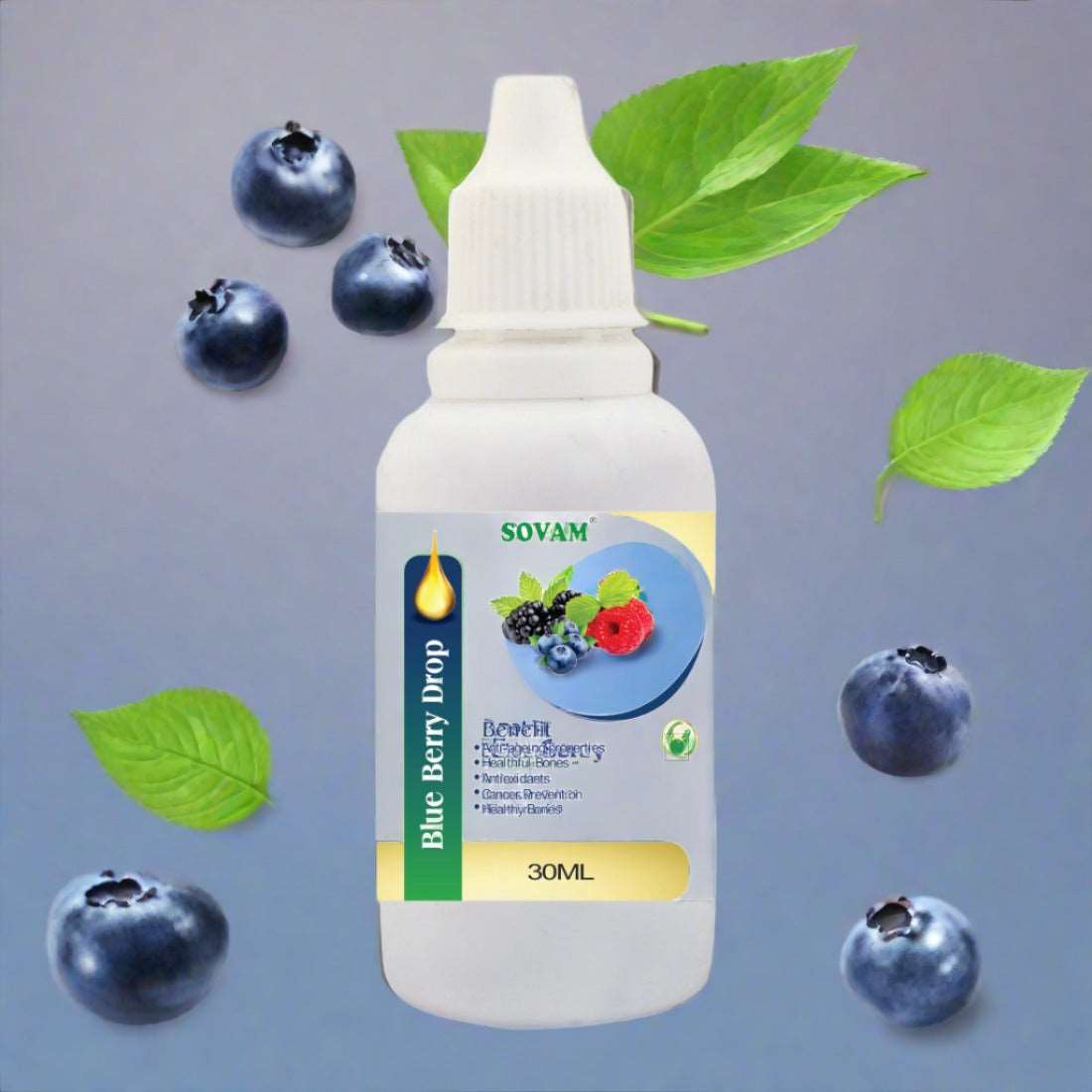 Blue Berry Drop Support Immune System Natural Herbs Gluten Free Blue Berry Drop 30Ml