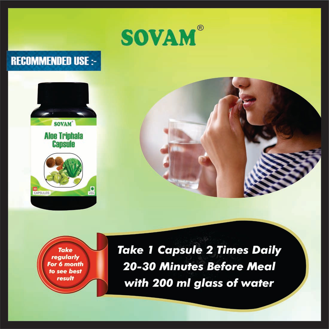 Sovam Aloevera Triphala 30 Capsules