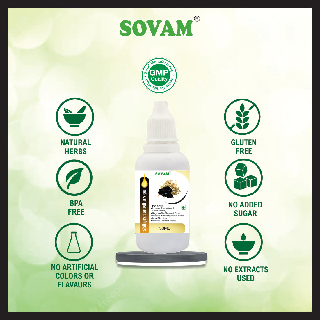 Sovam Shilajeet  Safed Musli liquid Drops 30 Ml