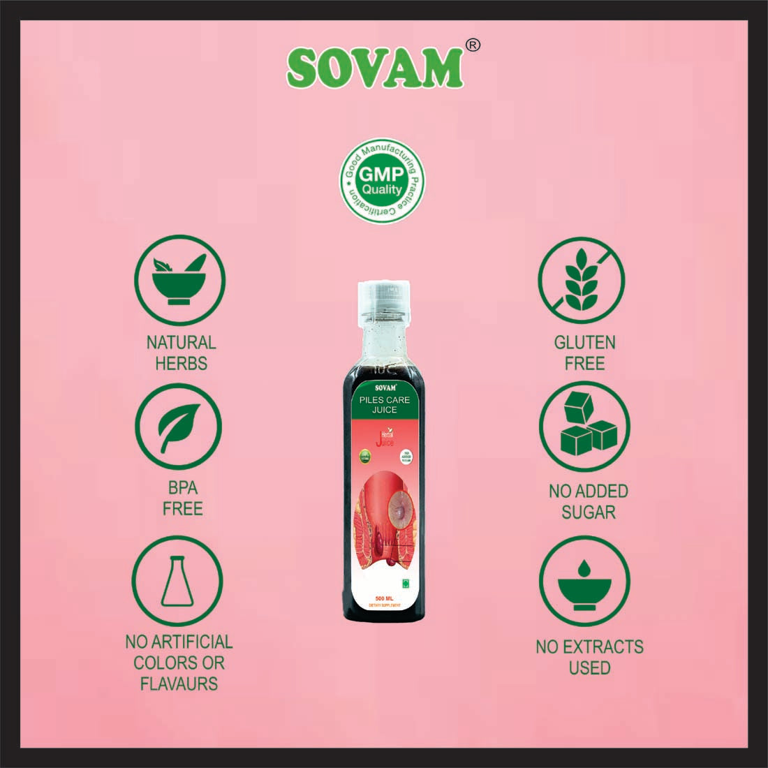 Pilo Care Juice 500 ML Tyurvedic Tonic Piles | Sovam Ayurveda