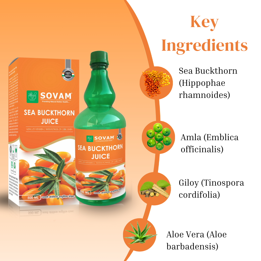 seabuckthorn juice 500Ml Ayurvedic health tonic | Sovam Ayurveda