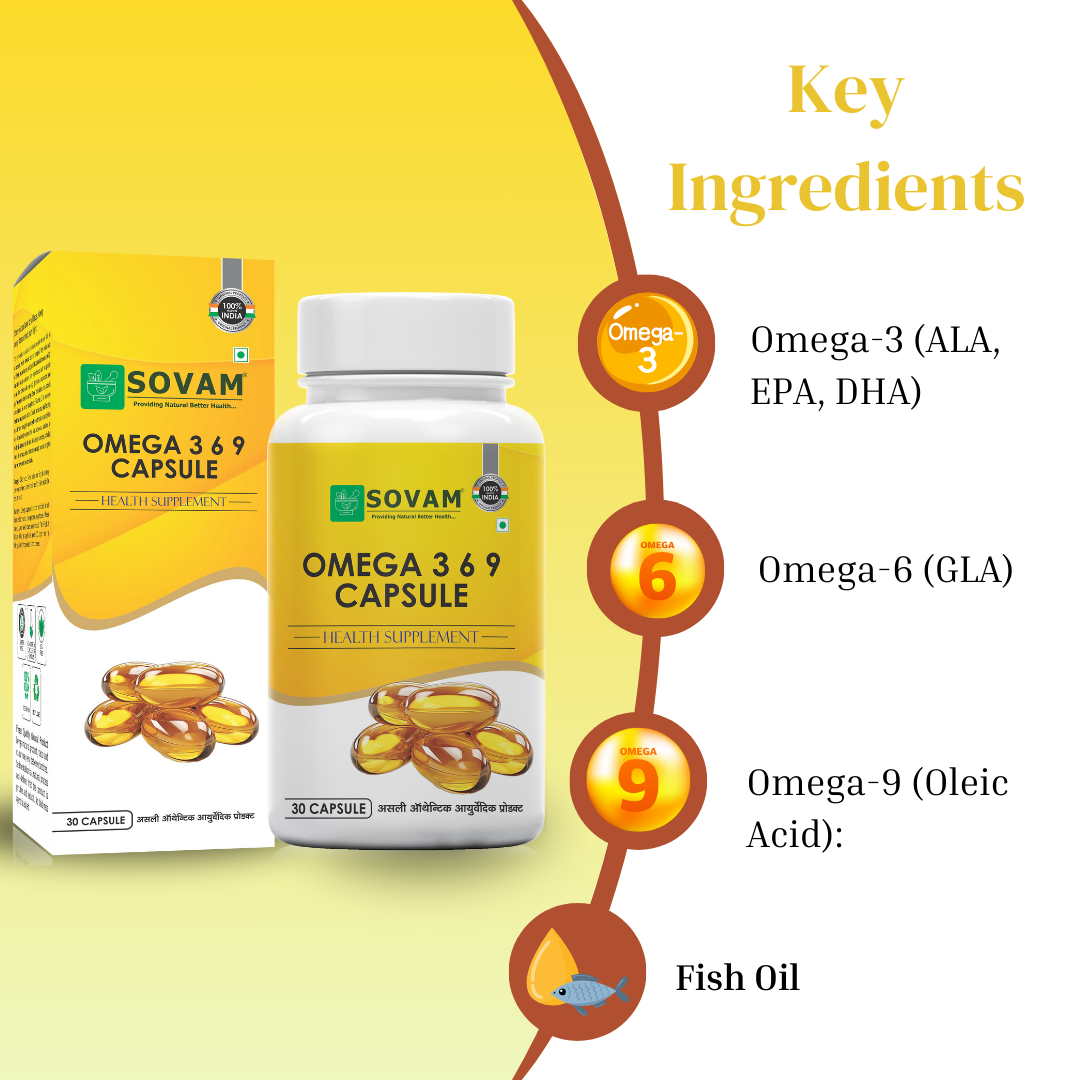 Omega 369 Soft Gel 30 Capsule Fish Oil  capsule | Sovam Ayurveda