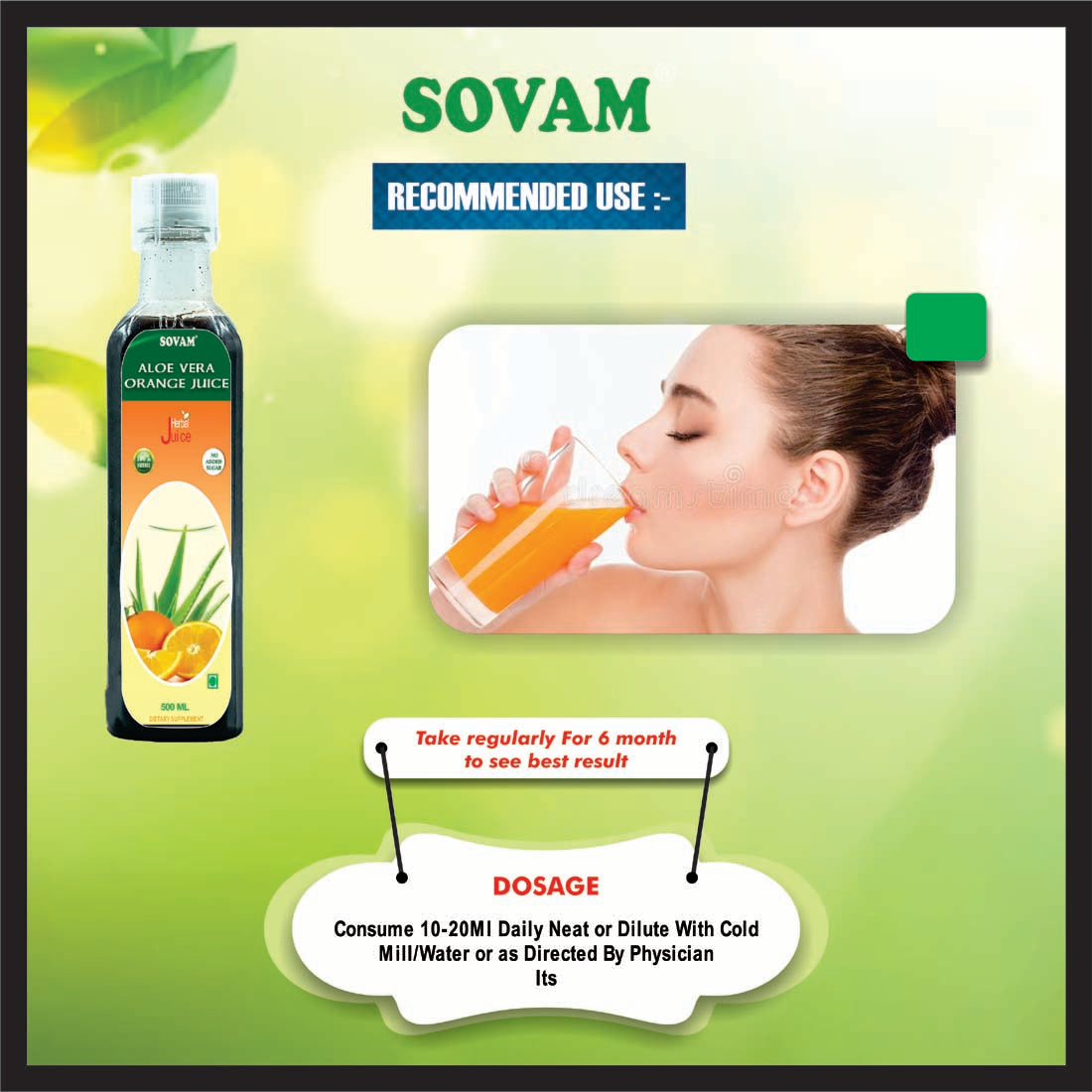 Sovam Aloe Vera Orange Juice 500 Ml