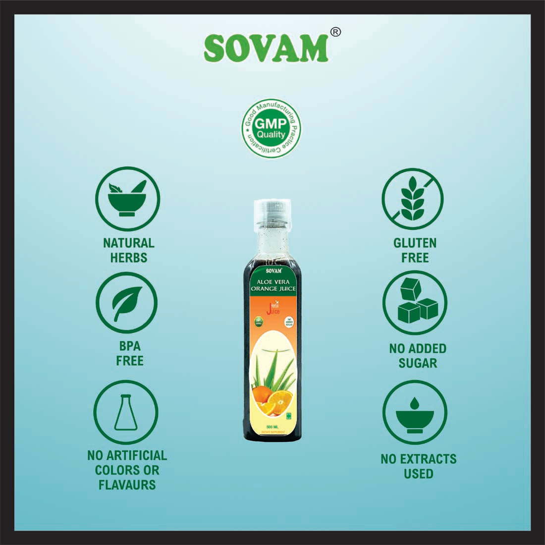 Sovam Aloe Vera Orange Juice 500 Ml