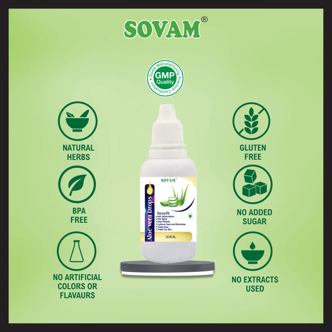 Sovam Aloe Vera Liquid Drops 30 Ml