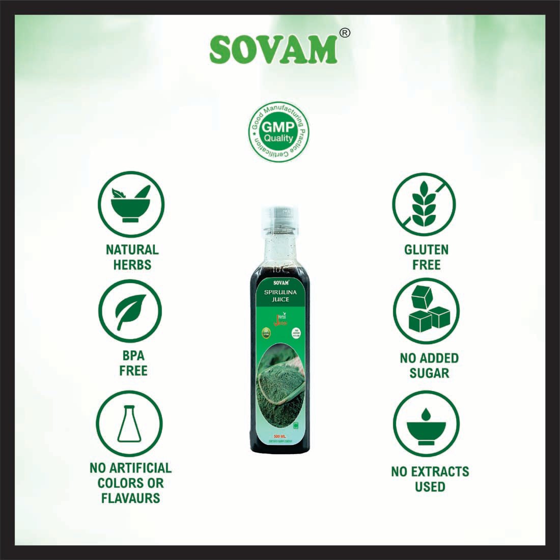 Sovam Organic Spirulina Juice 500Ml