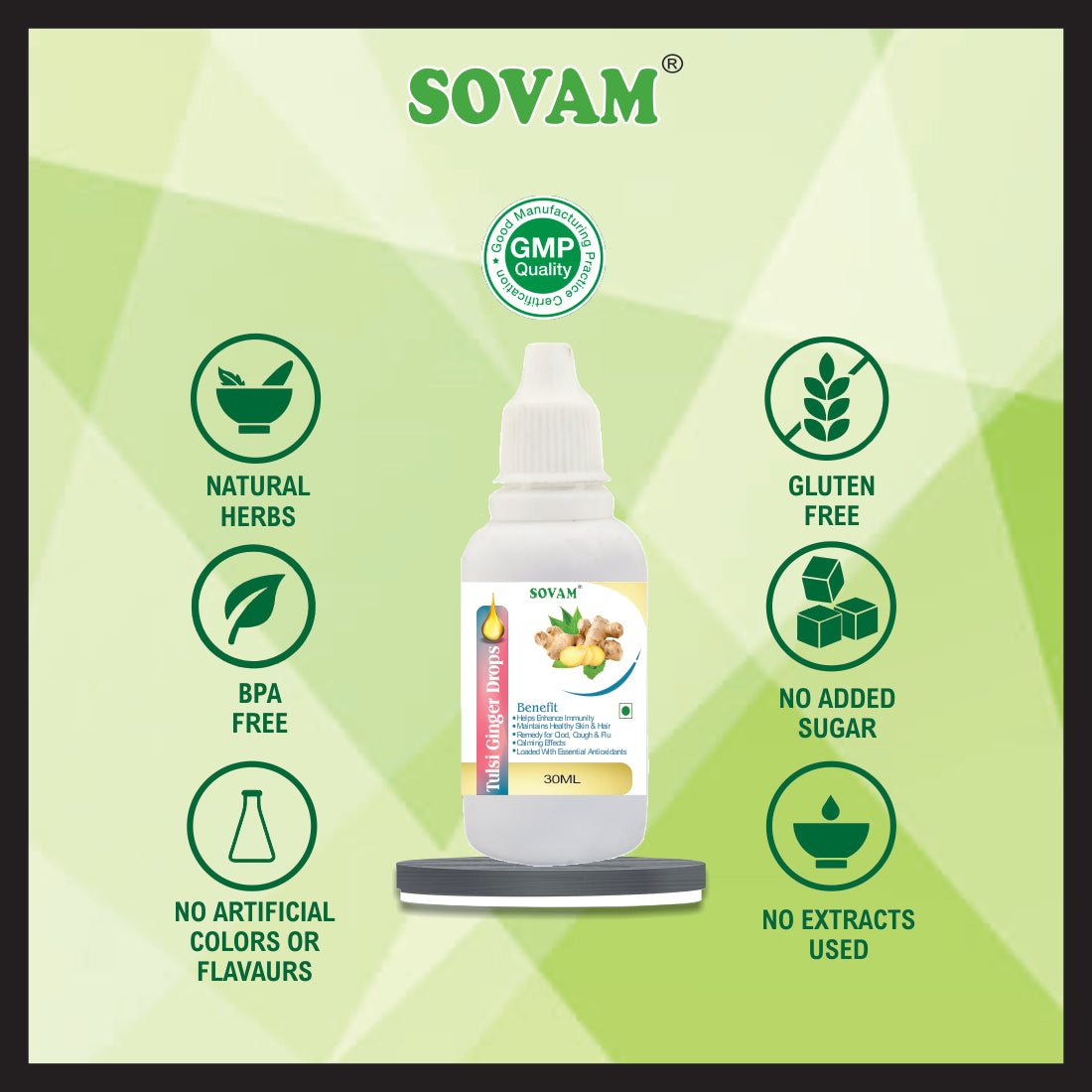 Sovam Tulsi Ginger Liquid Drops  30Ml