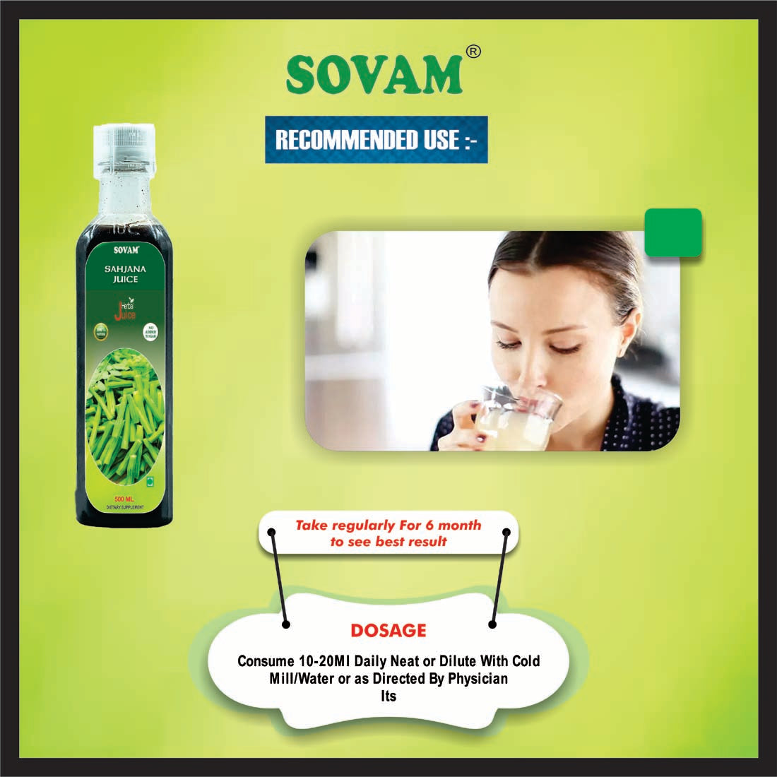 Sovam Sahjana Juice 500ml | Immunity Booster | Helps to Improve Overall Health