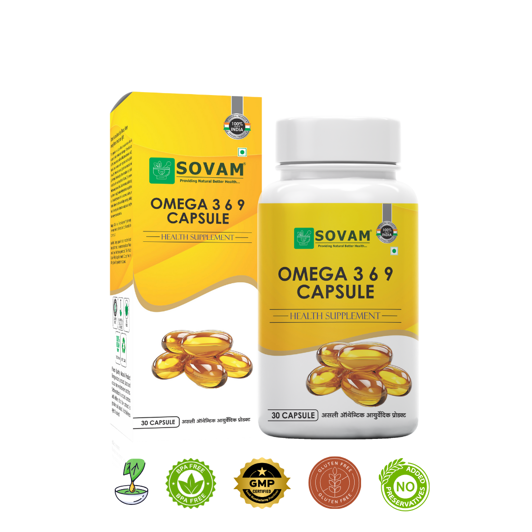 Omega 369 Soft Gel 30 Capsule Fish Oil  capsule | Sovam Ayurveda