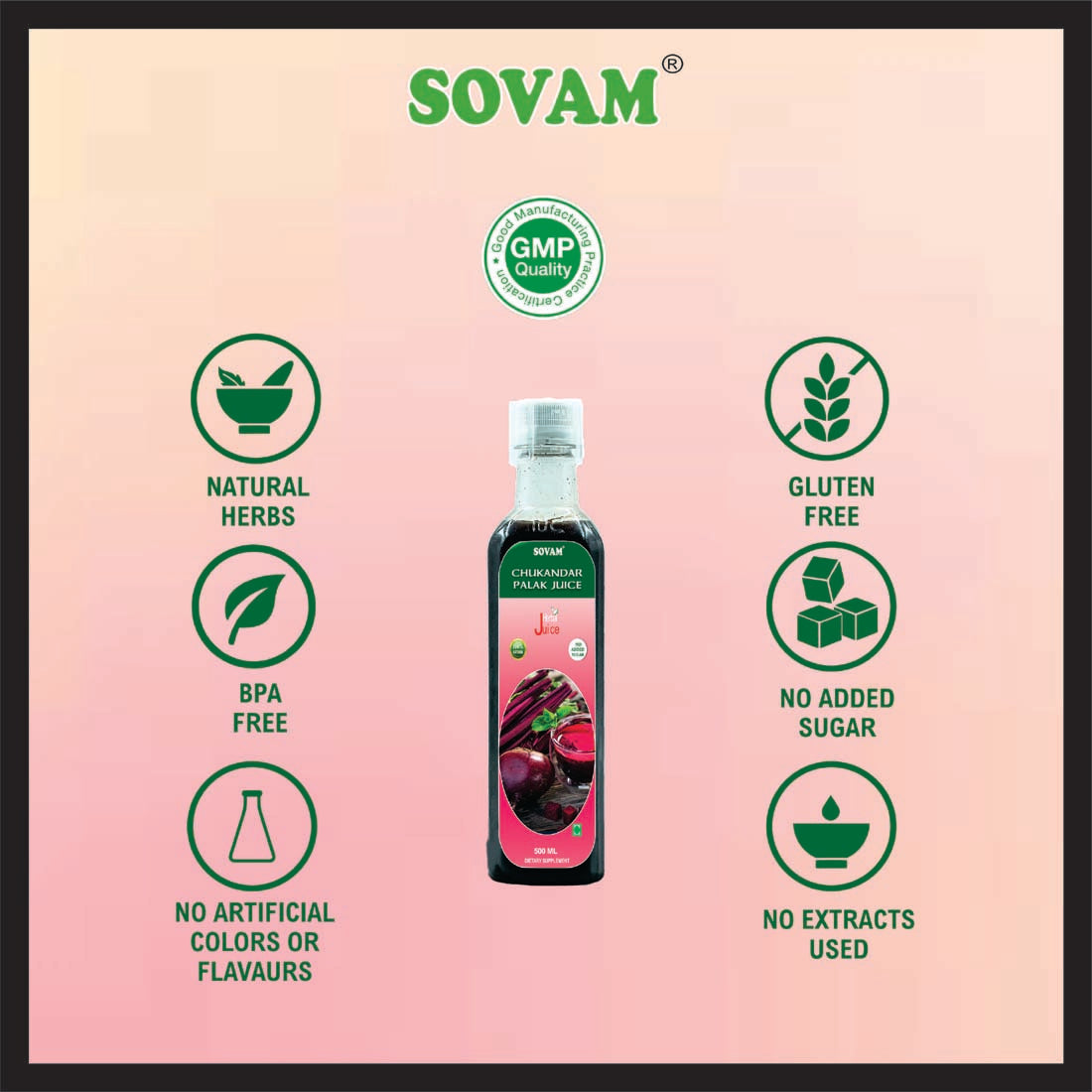 Sovam Chukandar Palak Juice 500ml