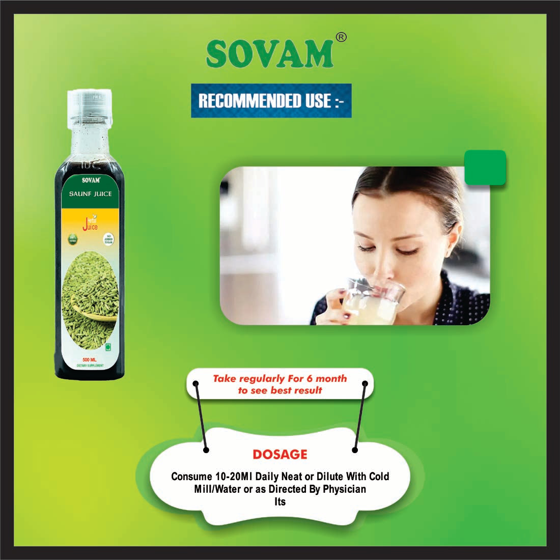 Sovam Refreshing Saunf Juice 500ml