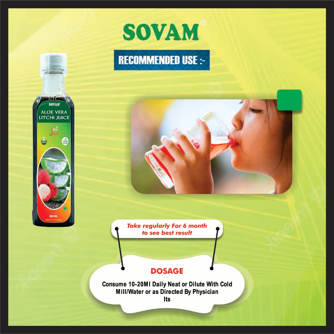 Sovam Aloe Vera Litchi Juice 500 Ml