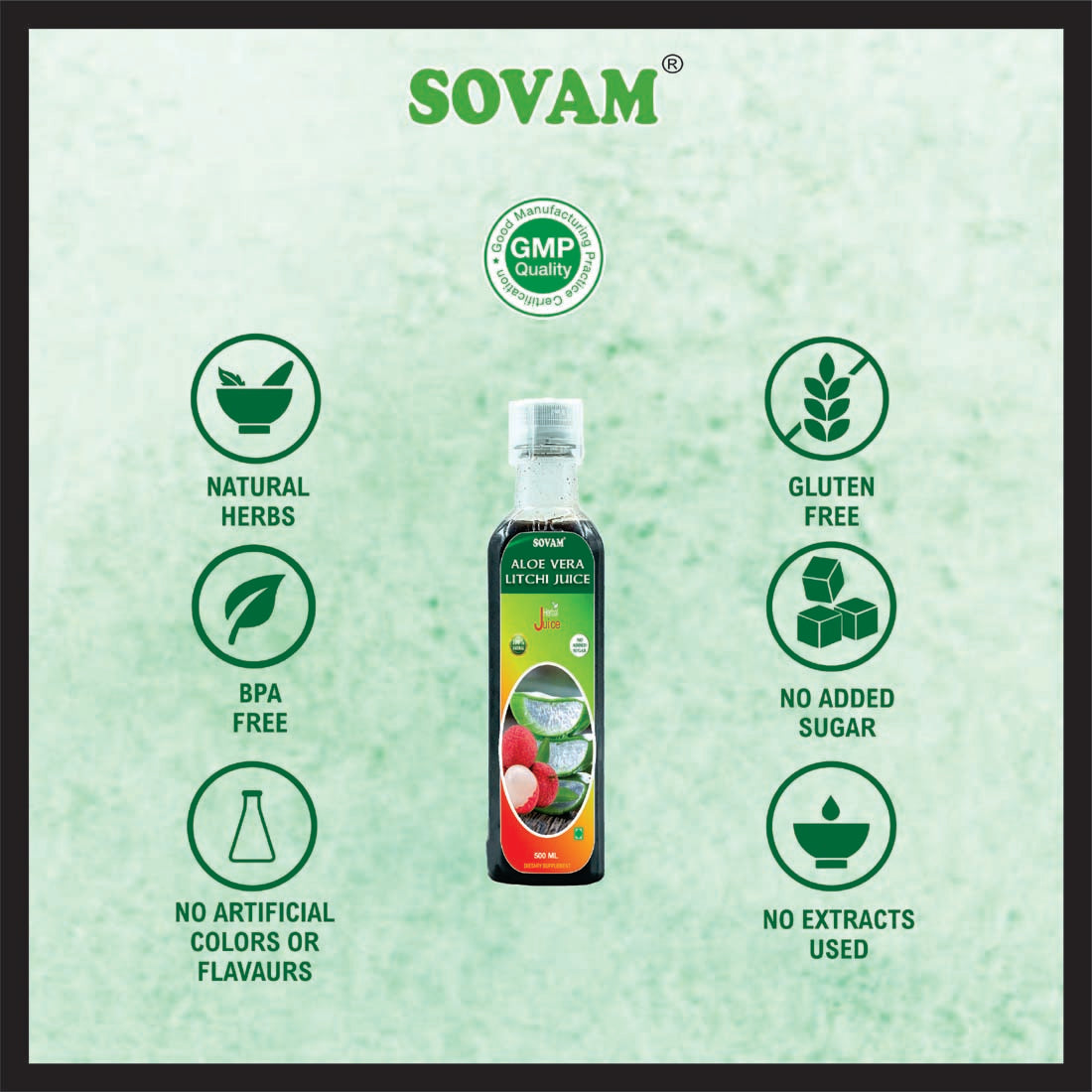 Sovam Aloe Vera Litchi Juice 500 Ml