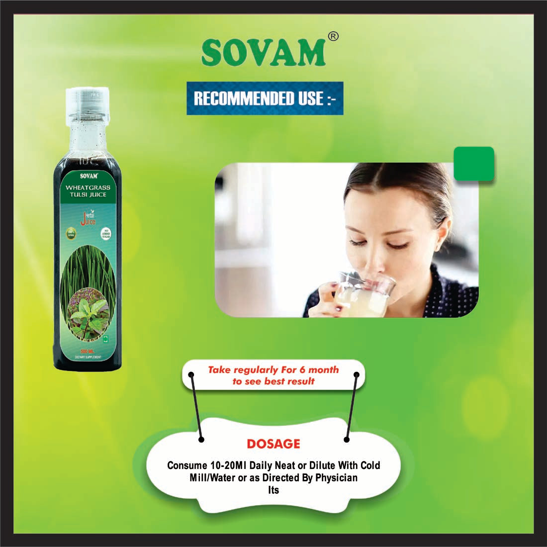 Sovam Wheatgrass Tulsi 500ml