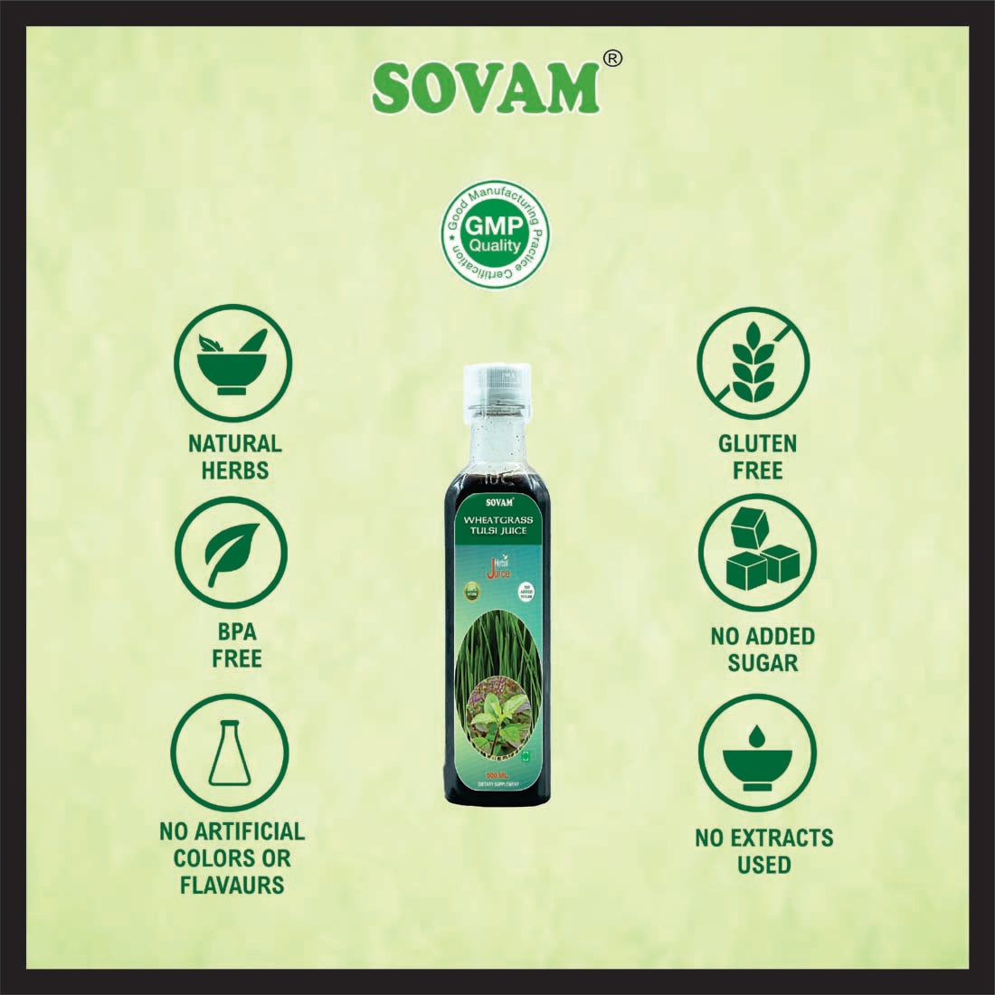 Sovam Wheatgrass Tulsi 500ml