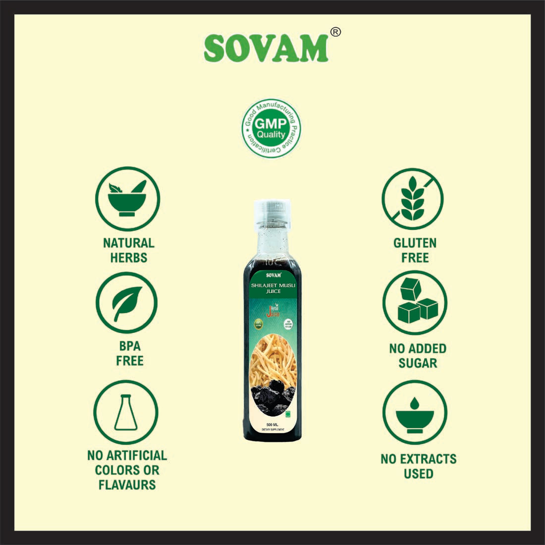 Shilajeet Musli Juice 500ml Ayurvedic Tonic | Sovam Ayurveda