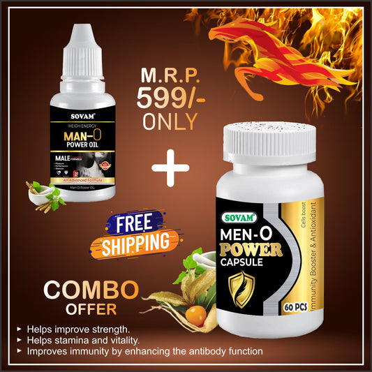 Sovam Man O Power capsule and man power oil combo offer(60 pc capsule+30 ml oil)